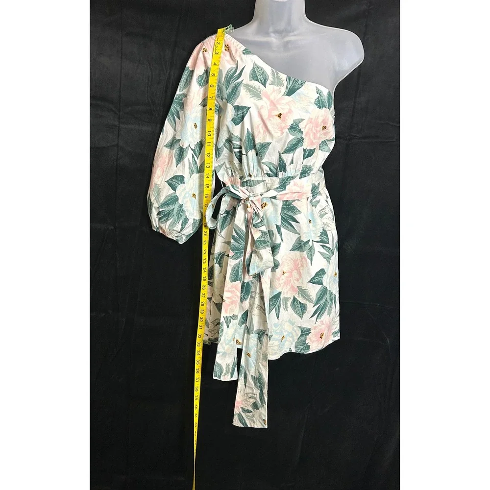Billabong x The Salty Blonde One Shoulder Floral Mini Dress Pink Blue Medium